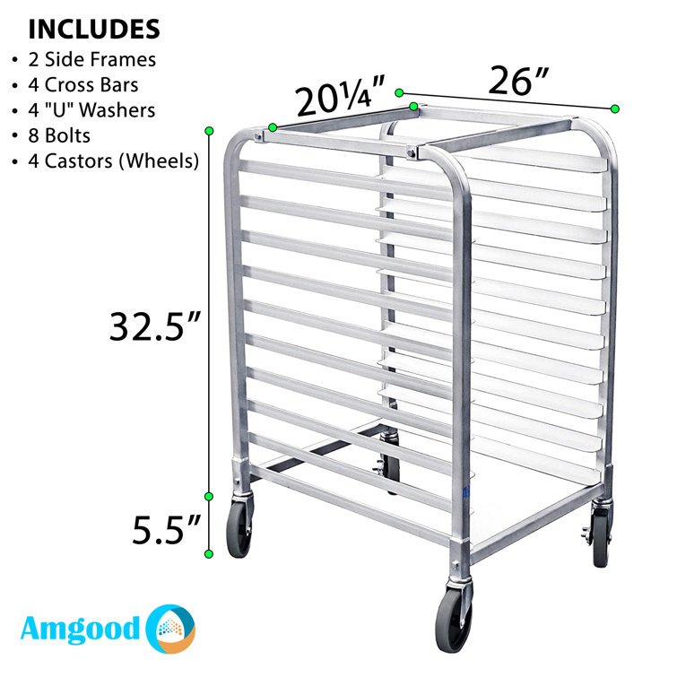 Wall Mounted Sheet Bun Pan Rack With 5 Pans 21 x 13 x 18, Aluminium