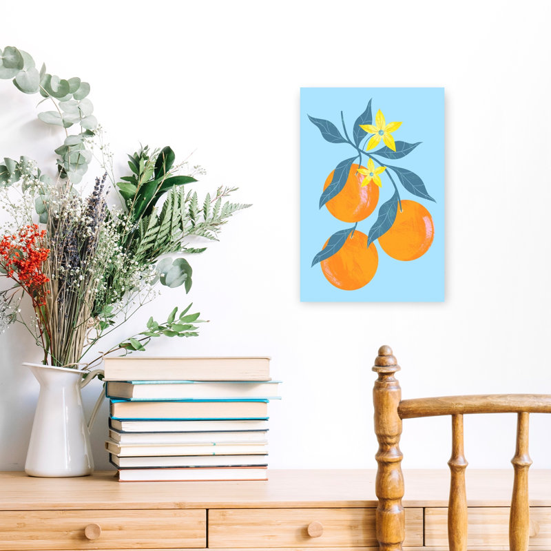 Orange Branch Contemporary Fruit Flower Wall Art, 18" H x 12" W