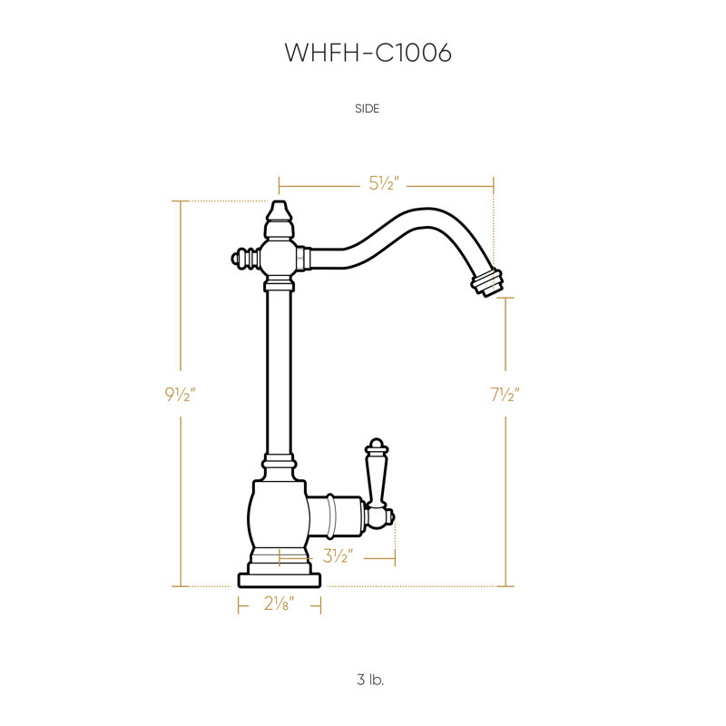 Whitehaus Point of Use Cold Water Drinking Faucet With Traditional Spout, Brushed Nickel