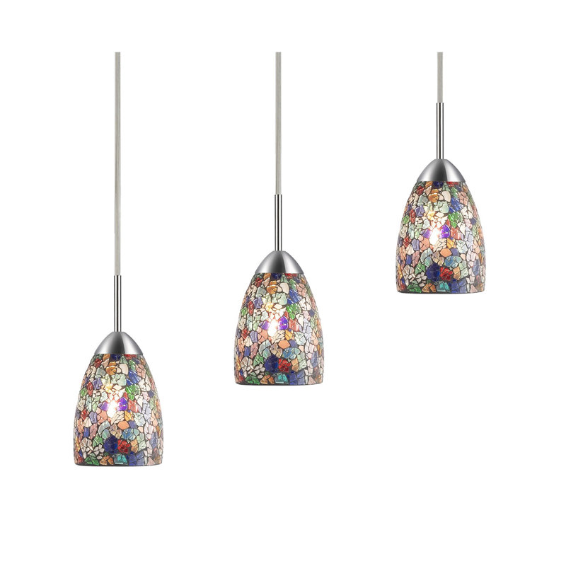 Luminaire suspendu pour îlot de cuisine 5 lumières Murphy, Mosaïque, Nickel satiné