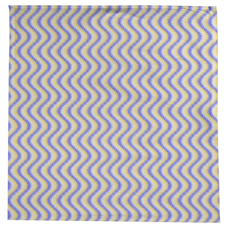 Nappe carrée à chevrons en coton à chevron 100%, Bleu / Jaune