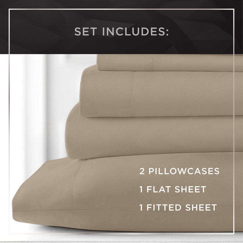 Raymond Waites Cotton Blend Sheet Set, Beige, Full Sheet Set + 2 Fitted Sheets + 2 Pillowcases