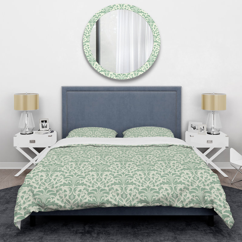 Green Damask - Abstract Duvet Cover Set - Microfiber Polyester