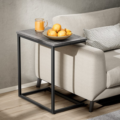 52cm X 32cm End Table Wood C Table With Metal Base For Sofa, Bed Side