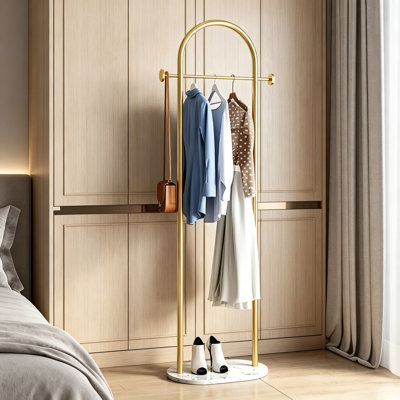 Portant à vêtements en métal avec base en marbre, support à manteaux robuste pour chambre à coucher