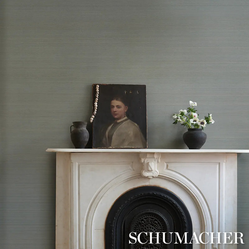Schumacher x Patterson Flynn Musa Abaca Wallpaper, Blue
