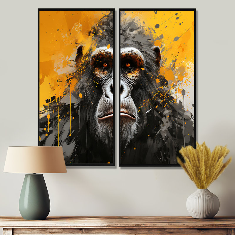 Graffiti noir et jaune - reproduction d'art sur toile, H 32 po x l 32 po, Noir, Reproduction encadrée sans passe-partout