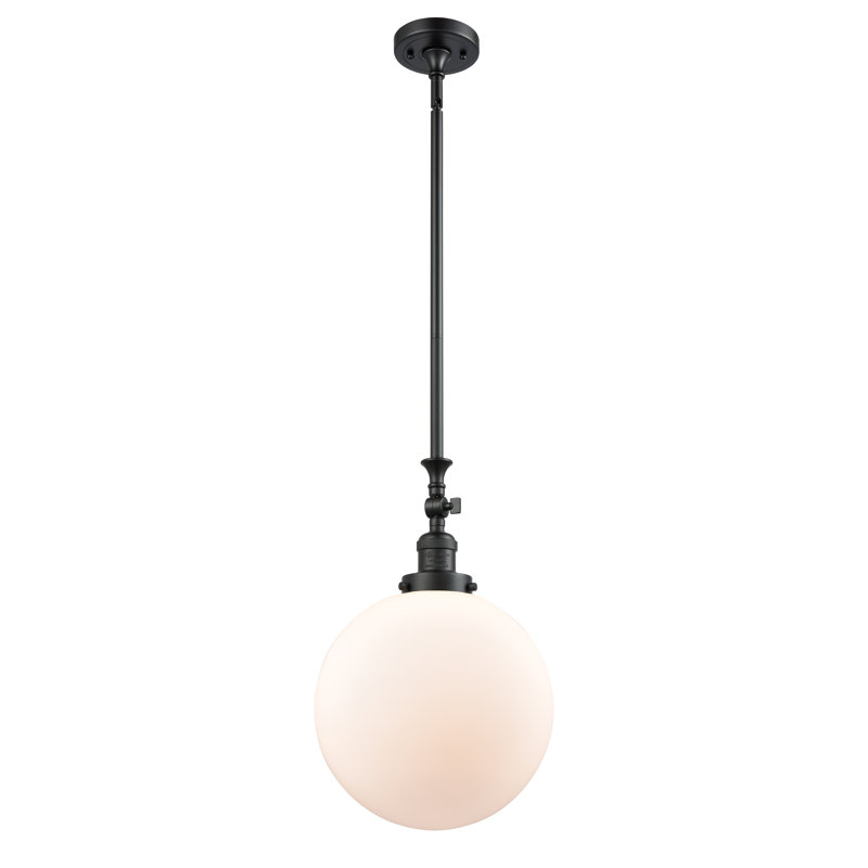 Luminaire suspendu sphère 1 lumière Clermont, Blanc mat, DEL, Noir mat