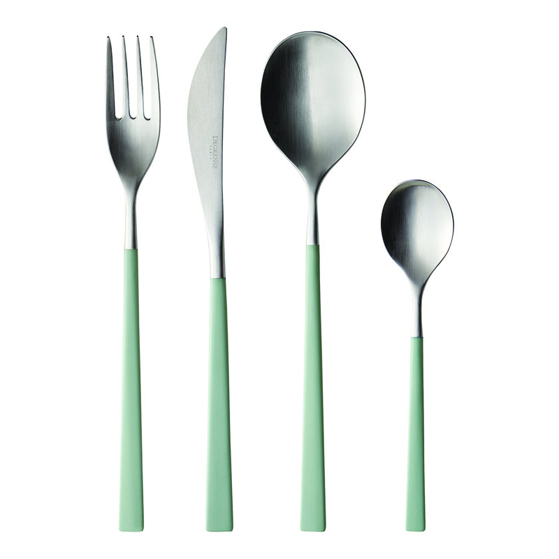 Fuse Color 24 - Piece Stainless Steel Flatware Set - Service for 6, Jade