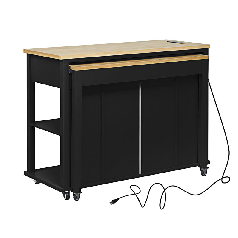 Îlot de cuisine 47 pouces avec table de salle à manger extensible (sans tabouret inclus)