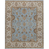 Cornwall Wool Oriental Area Rug in Light Blue/Ivory
