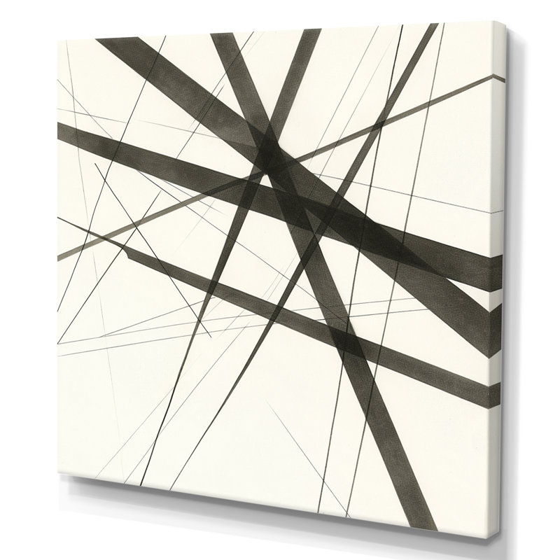 Impression sur toile Minimalist Black and White VII - Abstract Shapes, H 40 po x l 30 po x P 1,5 po, Toile tendue