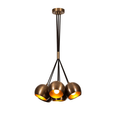 Industrial-Style Chandelier, 17.7 in Diameter x 42.5 in Height | Adjustable Cable Length 35.4 in | Metal Body in Vintage Copper Finish | 7 x E27 Sockets (Max 40W) | Perfect for Modern Glam & Scandinavian Decor