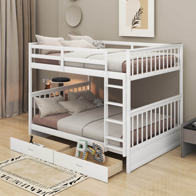 Full Over Full Bunk Bed With Ladders And Drawers