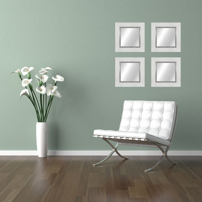 Metropolis Flat Beveled Wall Mirror, Pewter
