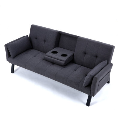 Canapé-lit multifonctionnel convertible en velours côtelé, canapé pliable 2 places de 168 cm pour appartement, chambre et salon
