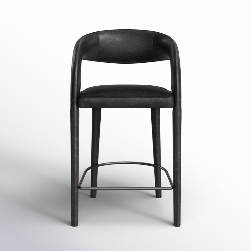Geoffrey Counter & Bar Stool, Sonoma Black/Genuine Leather, Counter Stool (26.57" Seat Height)