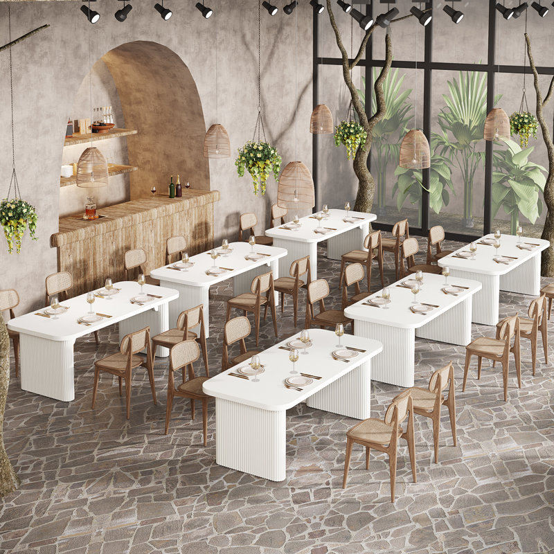 Modern Wood Dining Table, Rectangle Kitchen Table For Dining Room, Restaurant, White