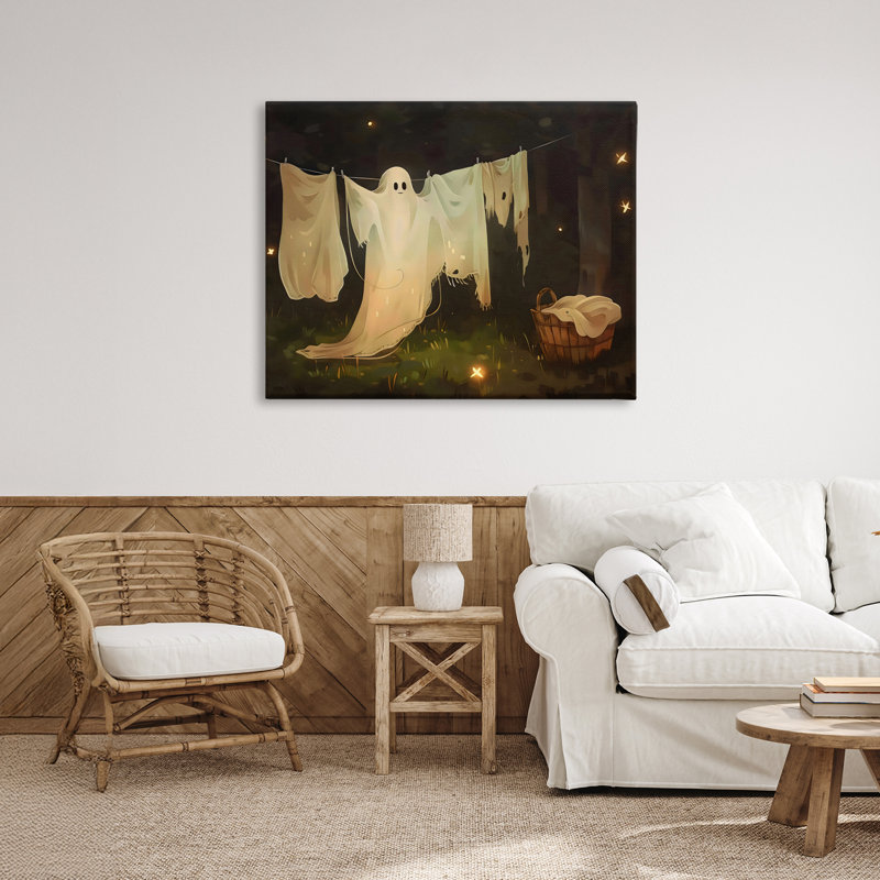 «Halloween Laundry Ghost», conception par Arlington Prints, H 30 po x l 40 po