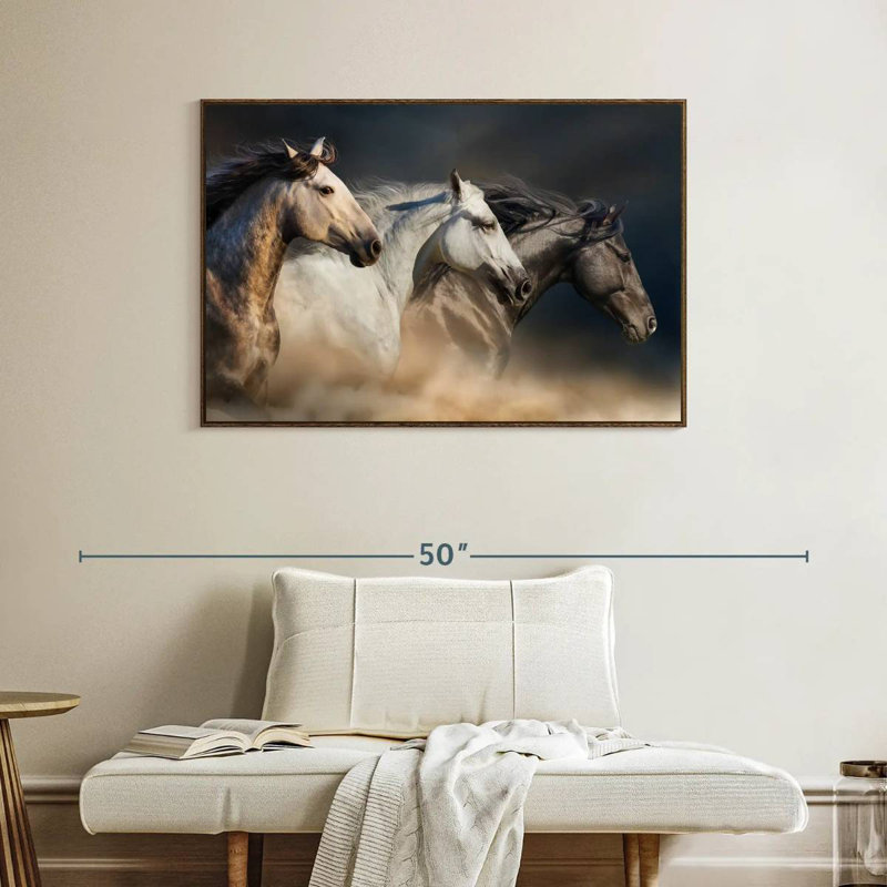 Chevaux magnifiques, Cadre flottant noyer, 40 po x 27 po