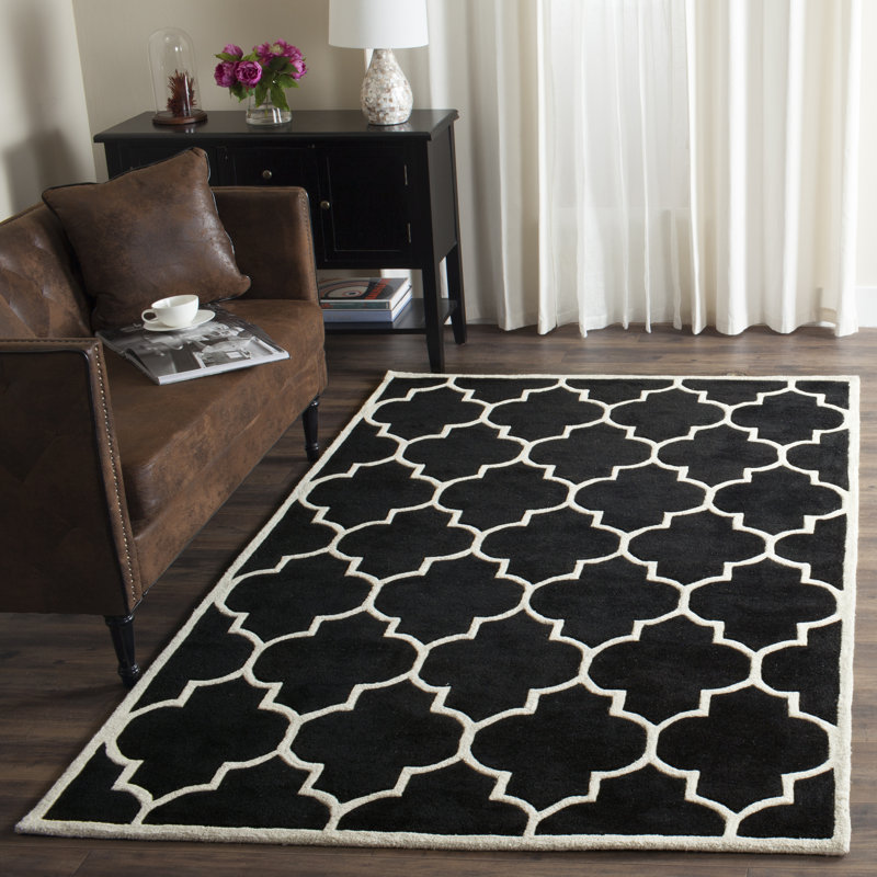 Saskia Geometric Wool Hand Woven Area Rug, Rectangle 122 x 183 cm