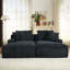 Chaise longue double sans assemblage, velours côtelé gris foncé à 2 places avec rembourrage à ressort pour le salon, le confort et le rembourrage, lecture instantanée-59023071