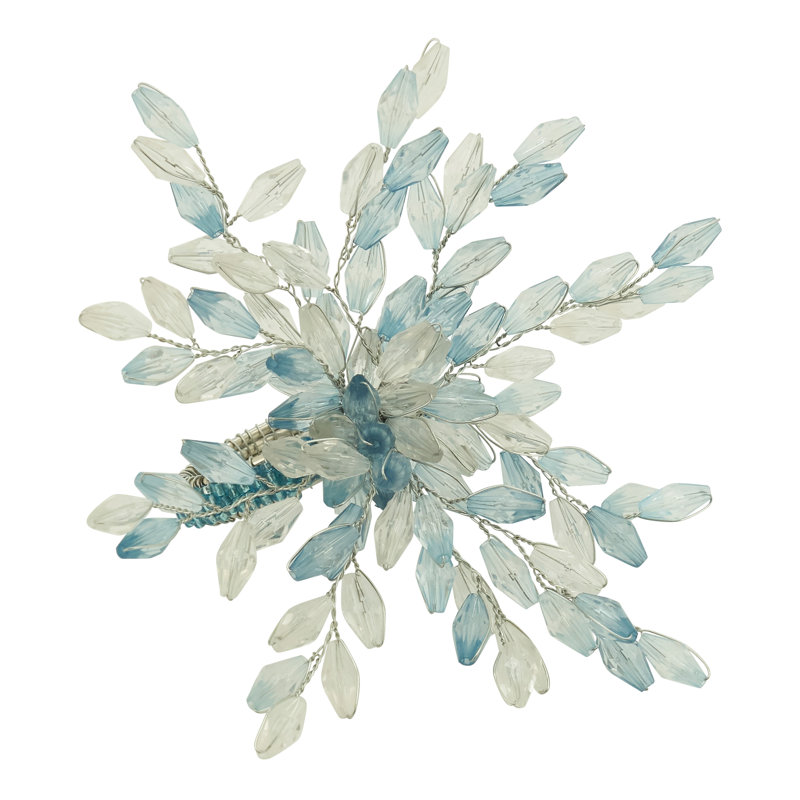 Rond de serviette fleur perlée, Bleu