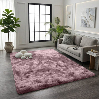 Solid Colour Machine Tufted Shag Area Rug