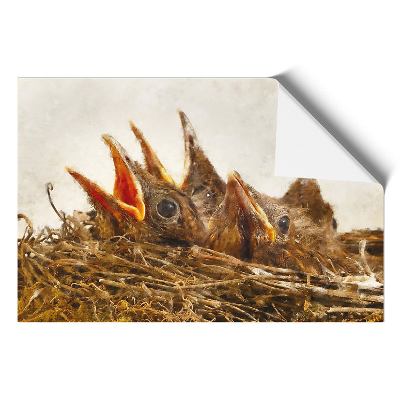 Baby Birds in the Nest Painting - Frameless Print, 42cm H x 59cm W x 0.1cm D