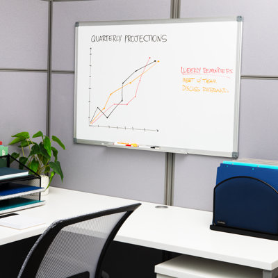 Mind Reader Dry Erase Magnetic White Board, Wall Mount with Eraser Marker Shelf, 35.5"L x 23.5"W x 0.5"D