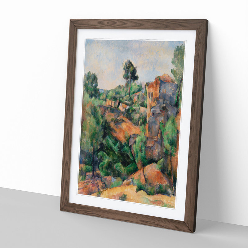 Bibemus Quarry by Paul Cezanne - Picture Frame Painting, Walnut, 90cm H x 65cm W x 2cm D