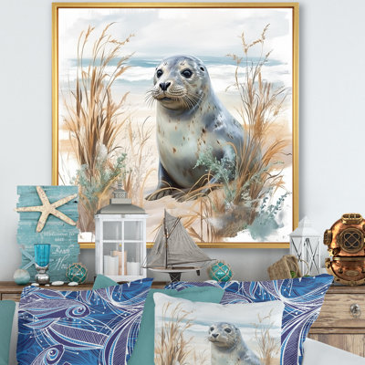 «Coastal Animal Charm In Winter», reproduction d'art sur toile plage et océan