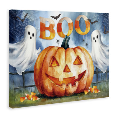 Boo Ghosts & Jack-o-Lantern Canvas, design by Nicole DeCamp