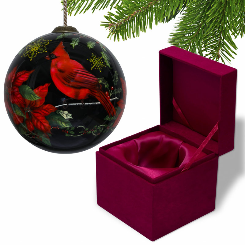 Ornement boule cardinal rouge brillant