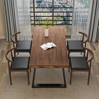 Nordic style iron and solid wood dining table set