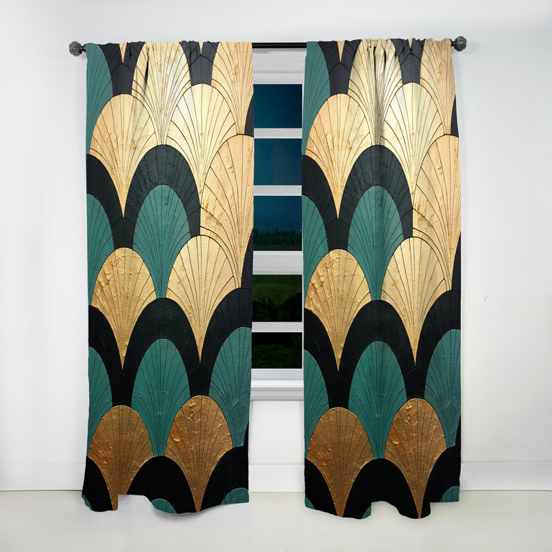 Emerald and Golden Arches - Rideau en velours moderne - obscurcissant - 1 panneau, L 52 po x L 90 po