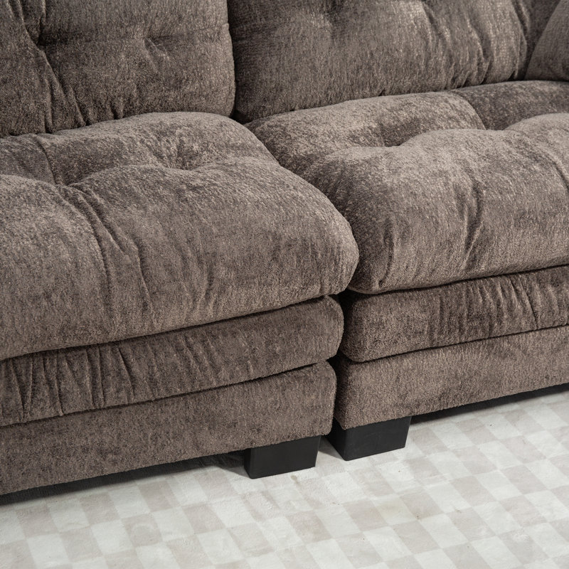 Canapé modulaire à deux places Canapé modulaire à assise profonde Canapé-lit en chenille Canapé-lit, Gris
