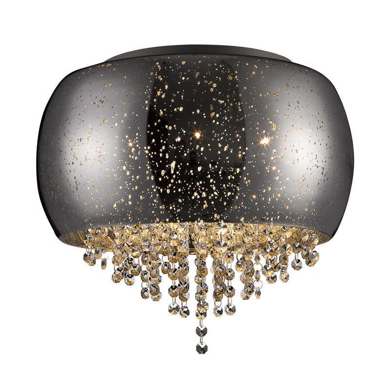 Glass Flush Mount, Silver
