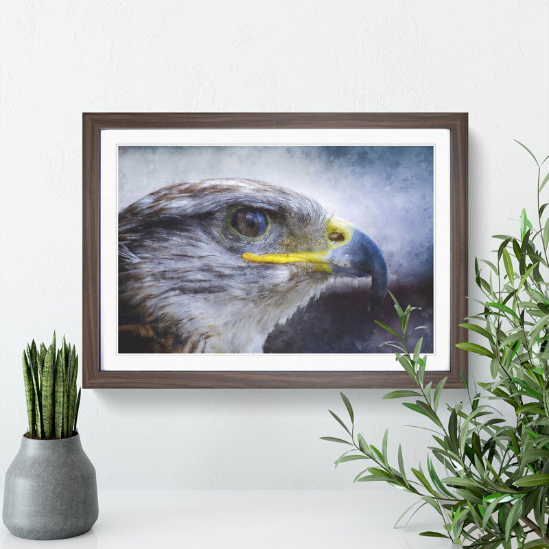 Golden Eagle Vol.4 - Picture Frame Painting, Walnut Framed, 36cm H x 48cm W x 2cm D