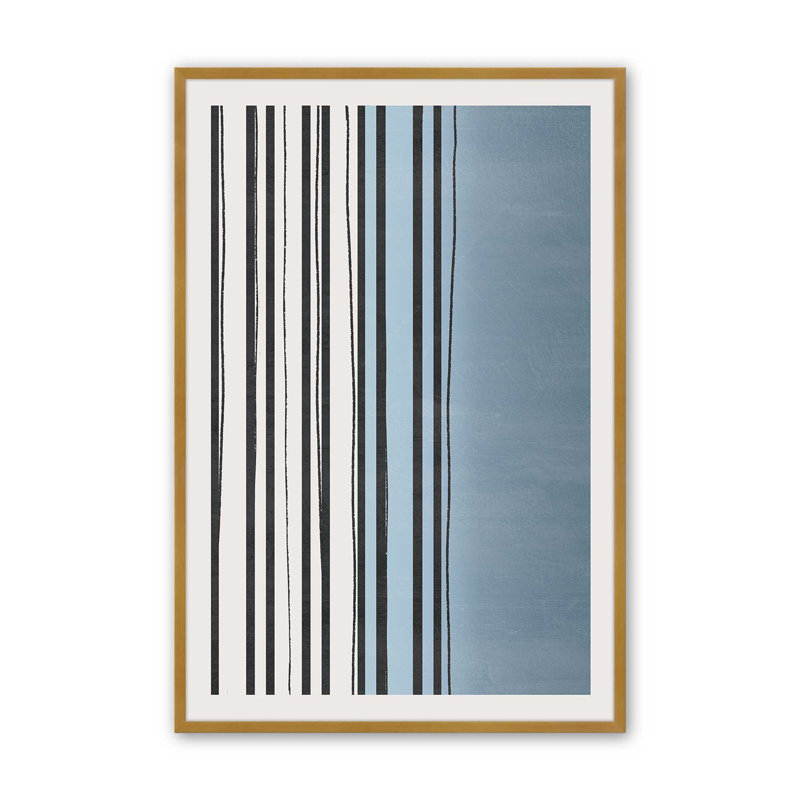 Twilight Stripes v1, Papier avec cadre simple doré poli, H 17,25 po x l 13,25 po x P 1,25 po