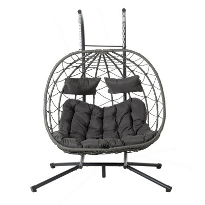 Fauteuil à œufs pour 2 personnes avec support Balancelle d'extérieur pour l'extérieur