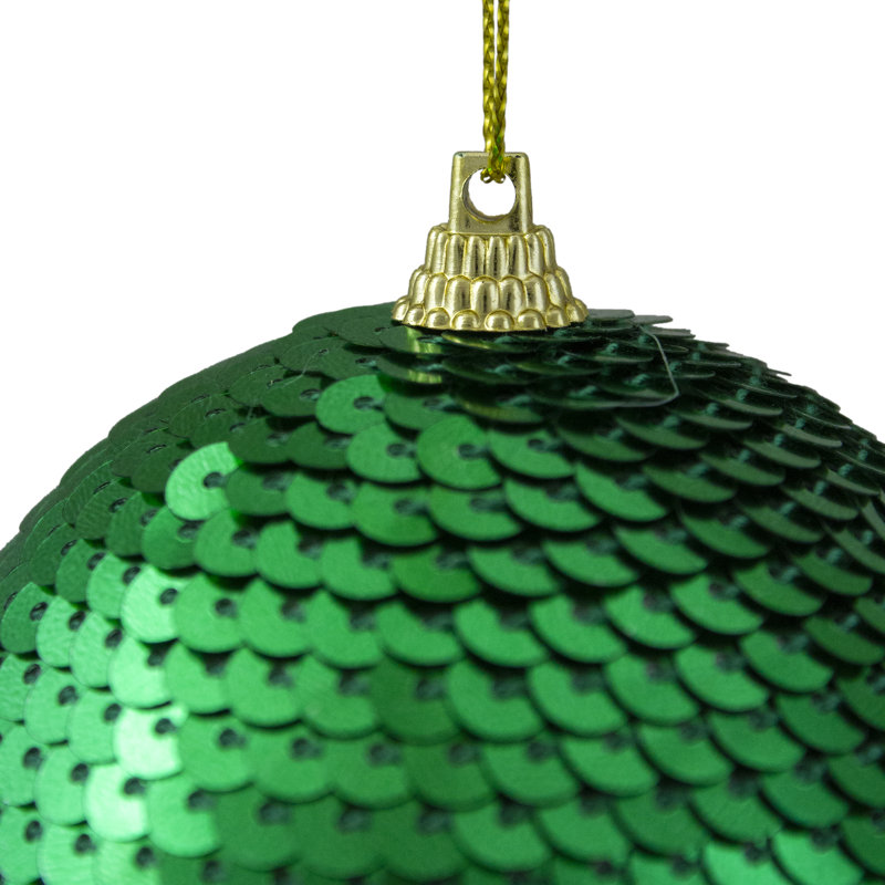 Ornement boule de Noël à paillettes incassable 3 po, Vert