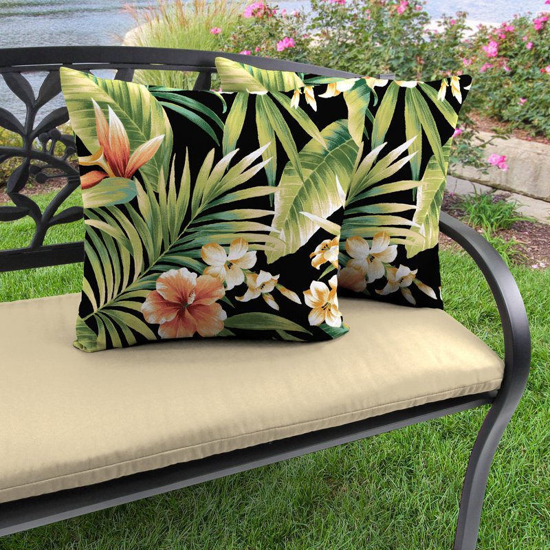Sunbrella Outdoor Throw Pillow, Gray Damask