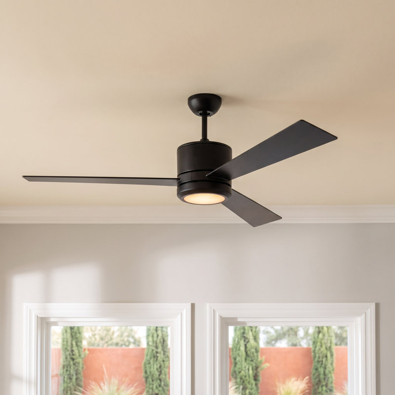Tulsi Ceiling Fan with LED Lights, 52, Midnight Black