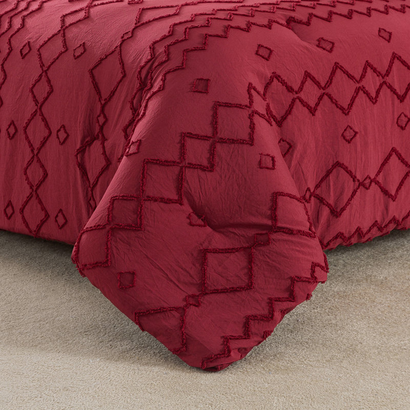 Ensemble d'édredon réversible en microfibre Jolene, Édredon pour très grand lit + 2 taies décorativ, Bourgogne