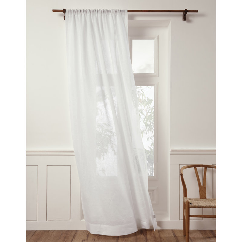 Sheer Curtain with Rod Pocket, White, 52" W x 108" L