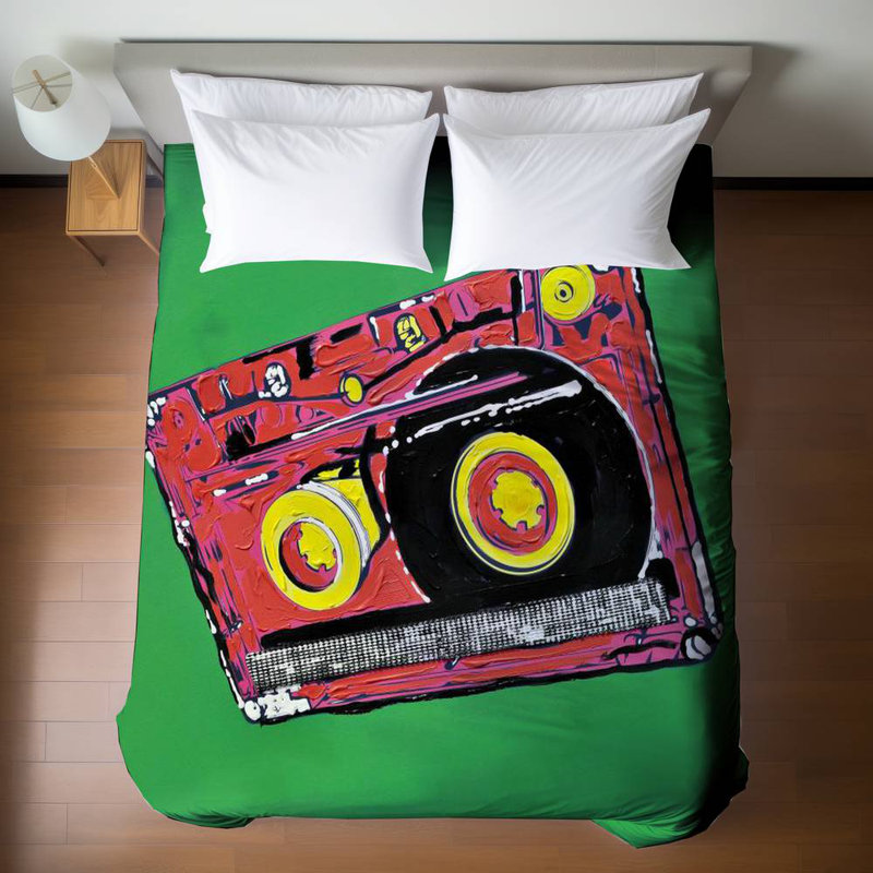 Housse de couette verte rétro | Décoration musicale pour la maison