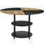 Table et chaises de salle à manger - couleur épissée moderne de 47,3 pouces, double rangement, 4 sièges en polyuréthane noir, bureau, ensemble de construction en métal de diamètre, chaises à deux couches, et-1758766545