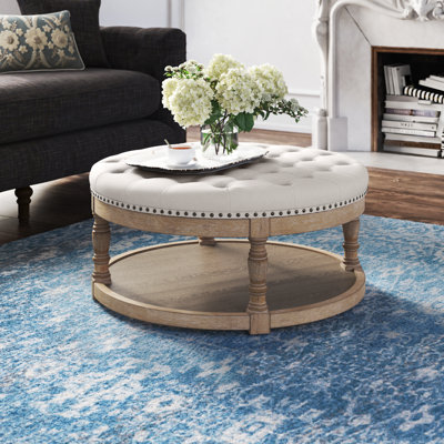 Kat Farmhouse Upholstered Storage Button-tufted Ottoman