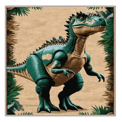 Tapis brun dinosaures lavable à la machine
